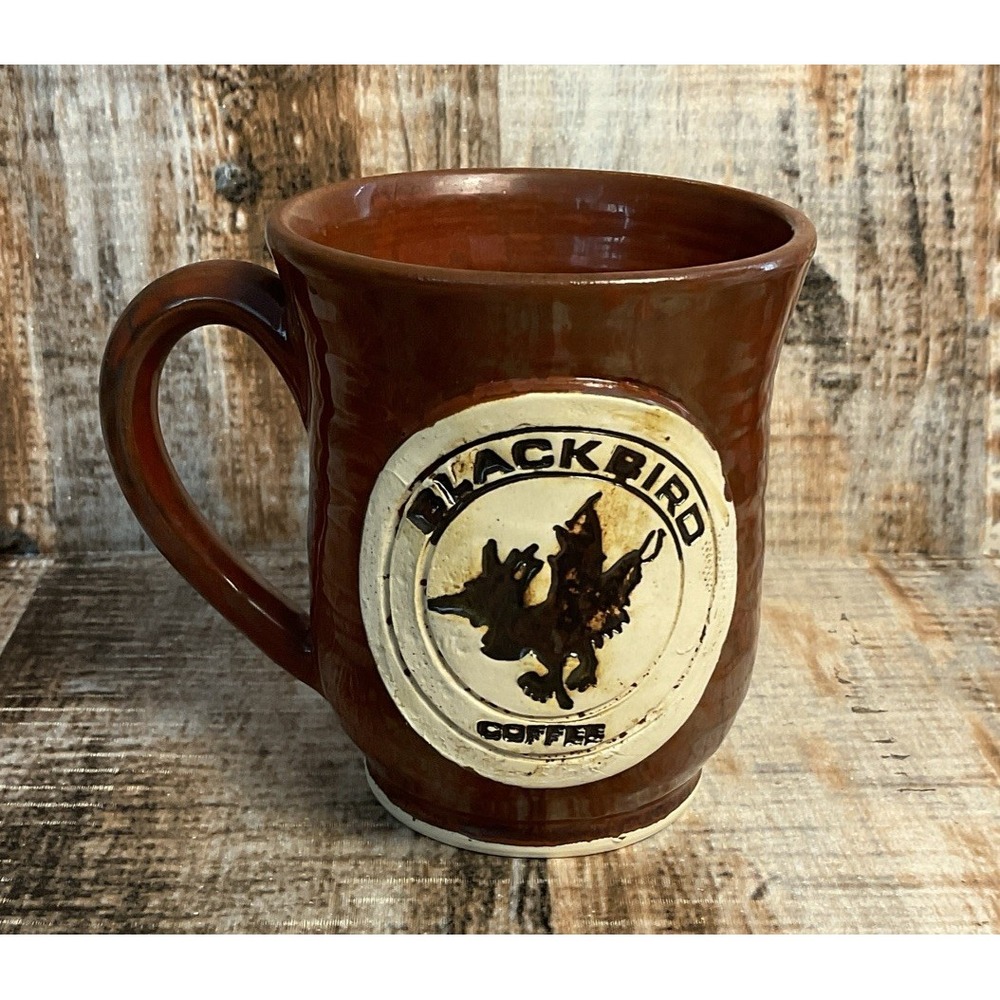 Wrens 10 Oz Nest Pottery Blackbird Coffee Ceramic Handmade Mug